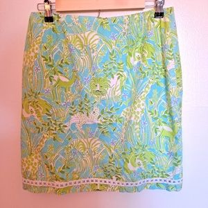 Lilly Pulitzer Skirt Jungle Print Lion Zebra White Label Size 8